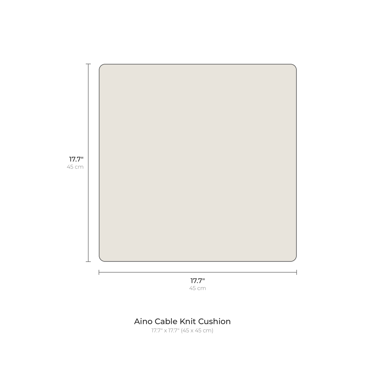 Aino cable knit cushion dimensions: 17.7 inches square