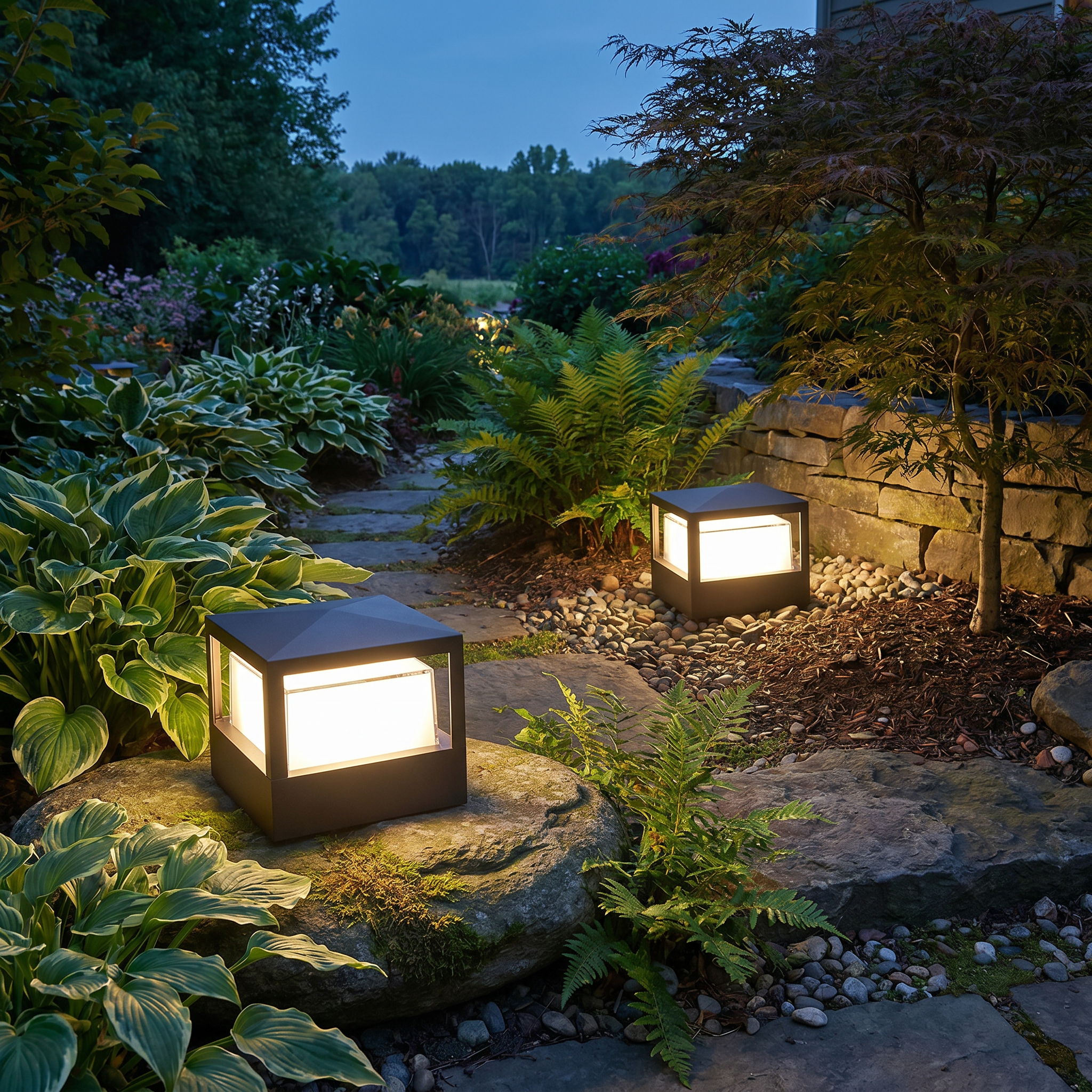 Aluminum Outdoor Lawn Light, LED, Square or Round, Small or Large, 3 Colors
