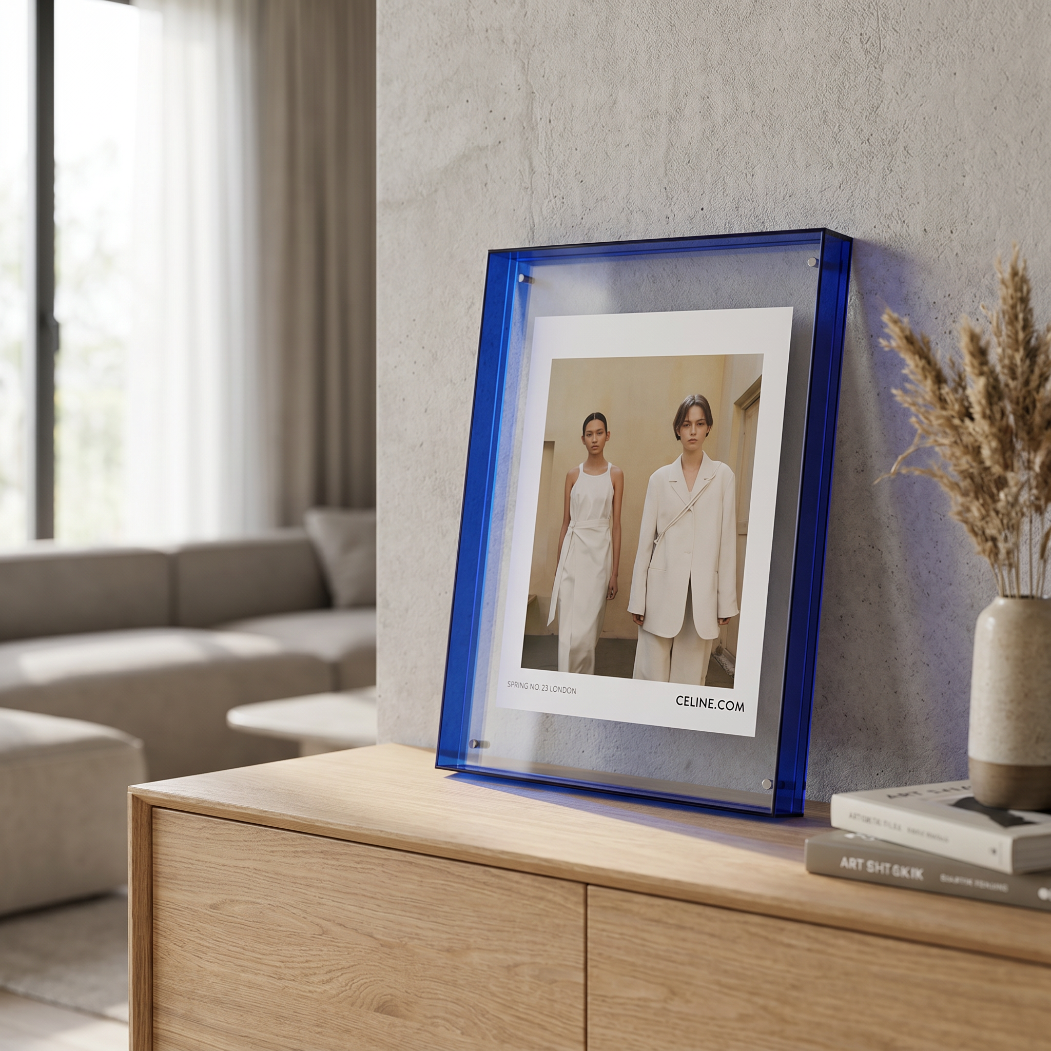 Acrylic Picture Frame, Vibrant Coloured Edge, Seven Sizes, Photo and Art