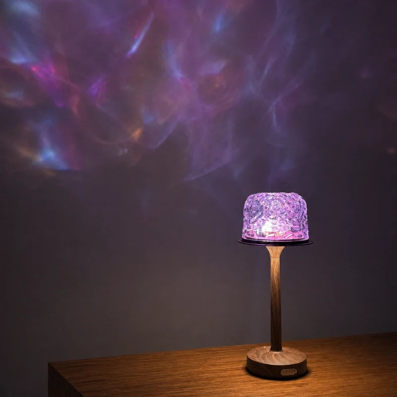 Arvika projector casting purple light across a wall