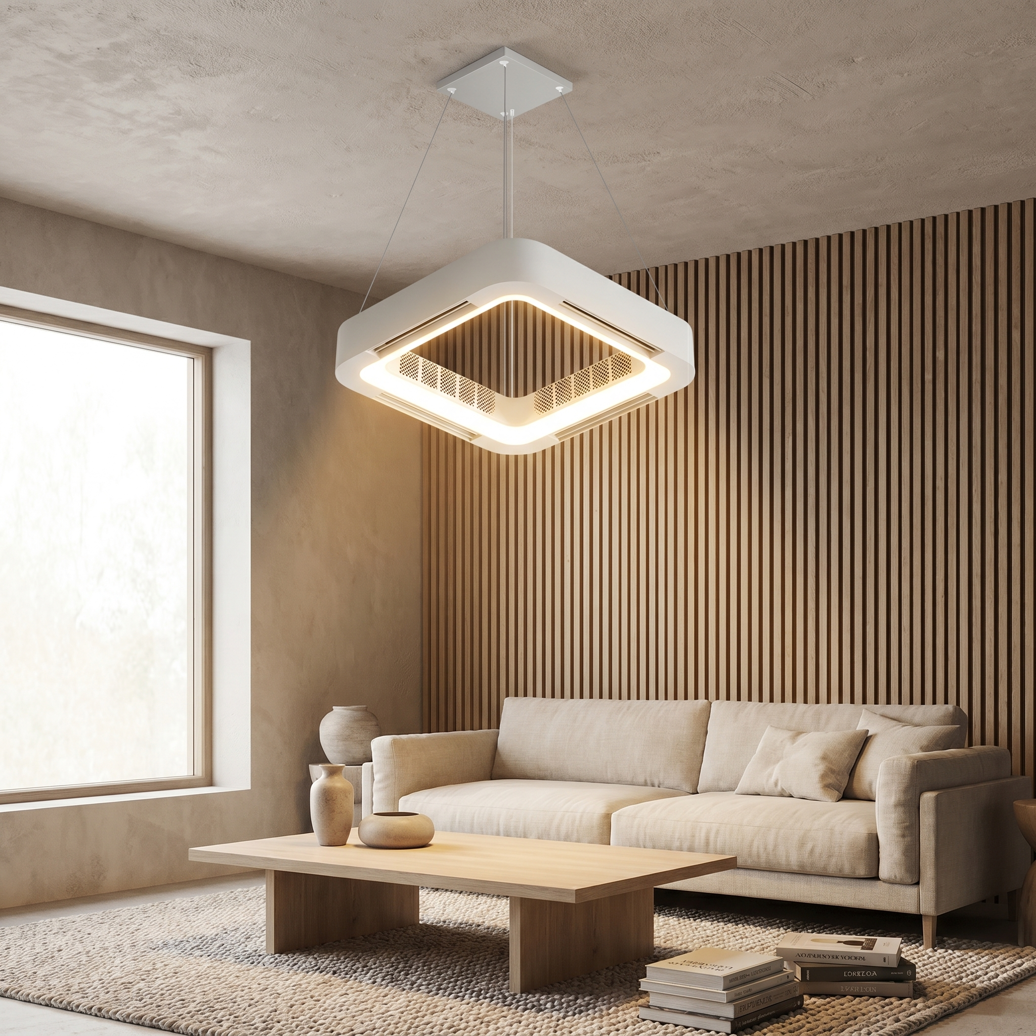 Bladeless Ceiling Fan with Light, Dimmable LED, 45W, Flush or Pendant