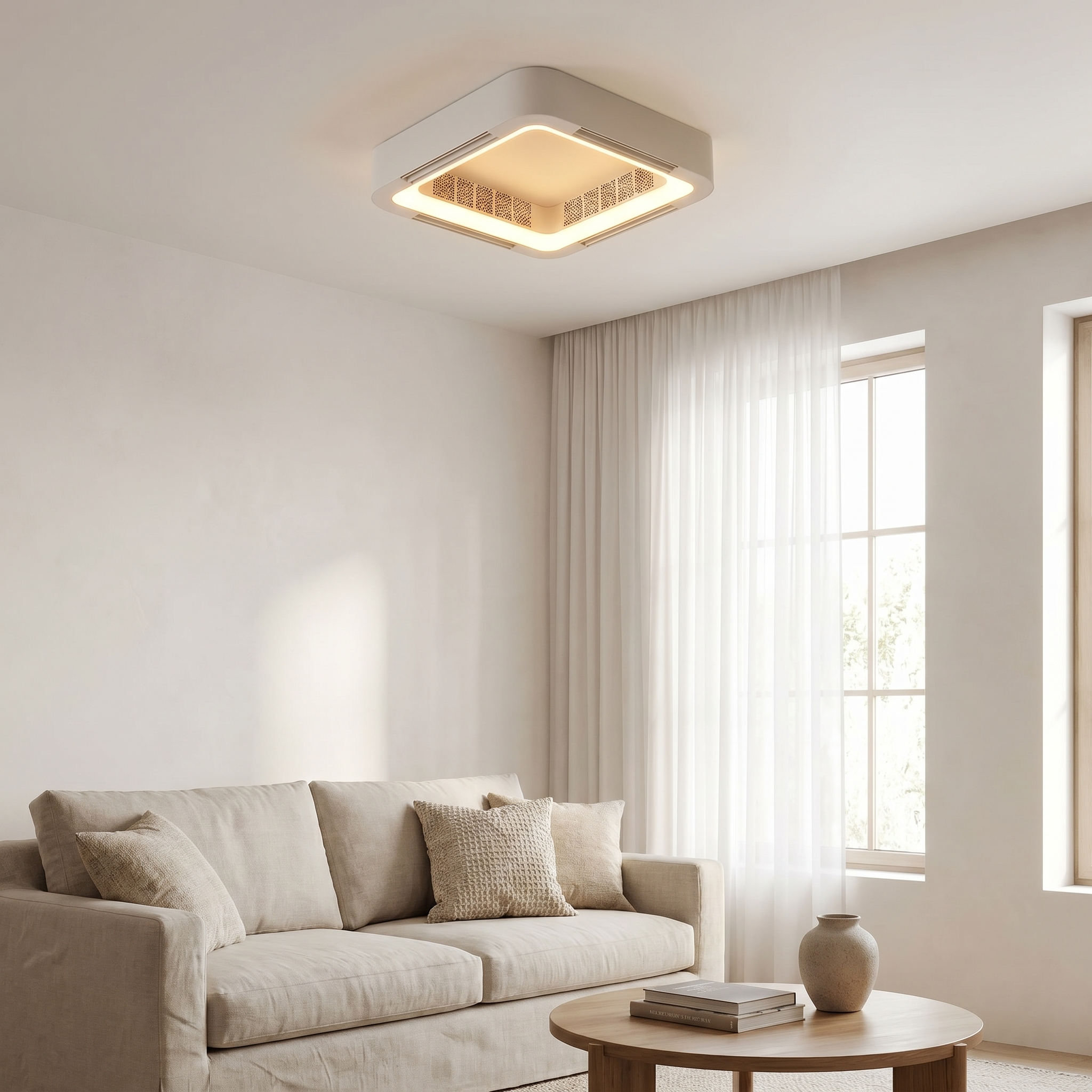 Bladeless Ceiling Fan with Light, Dimmable LED, 45W, Flush or Pendant