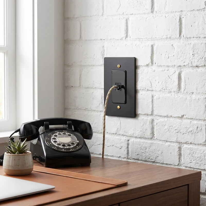 Brass Wall Plate, TV, Phone and Internet, Retro Panel