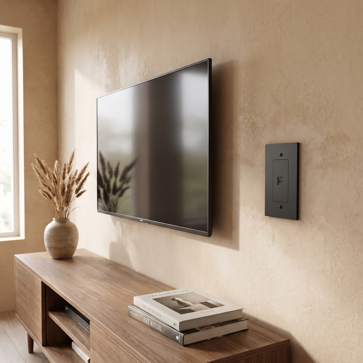 Brass Wall Plate, TV, Phone and Internet, Retro Panel