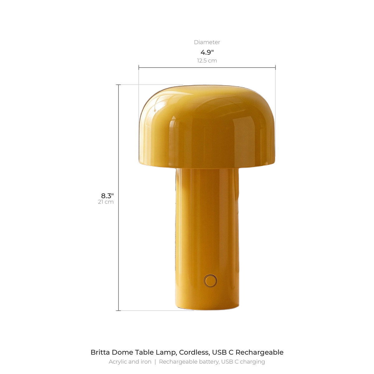 Britta dome table lamp dimensions diagram with measurements