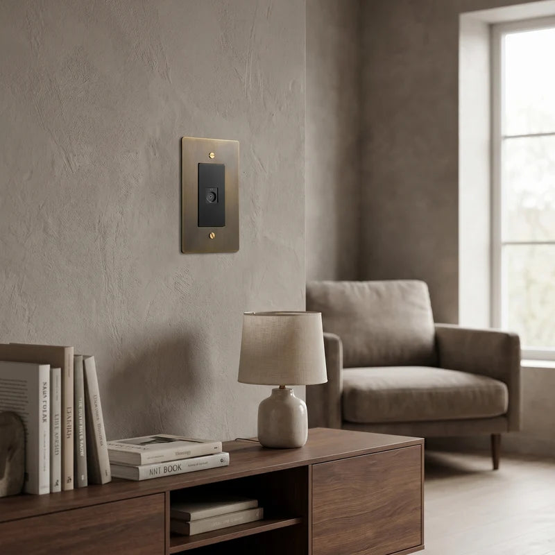 Brass Wall Plate, TV, Phone and Internet, Retro Panel