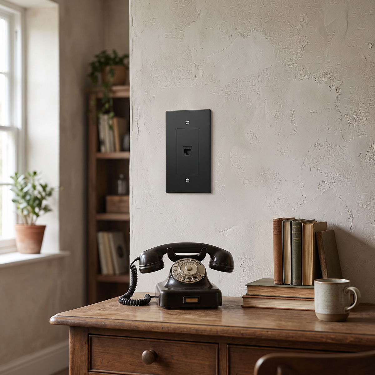 Brass Wall Plate, TV, Phone and Internet, Retro Panel