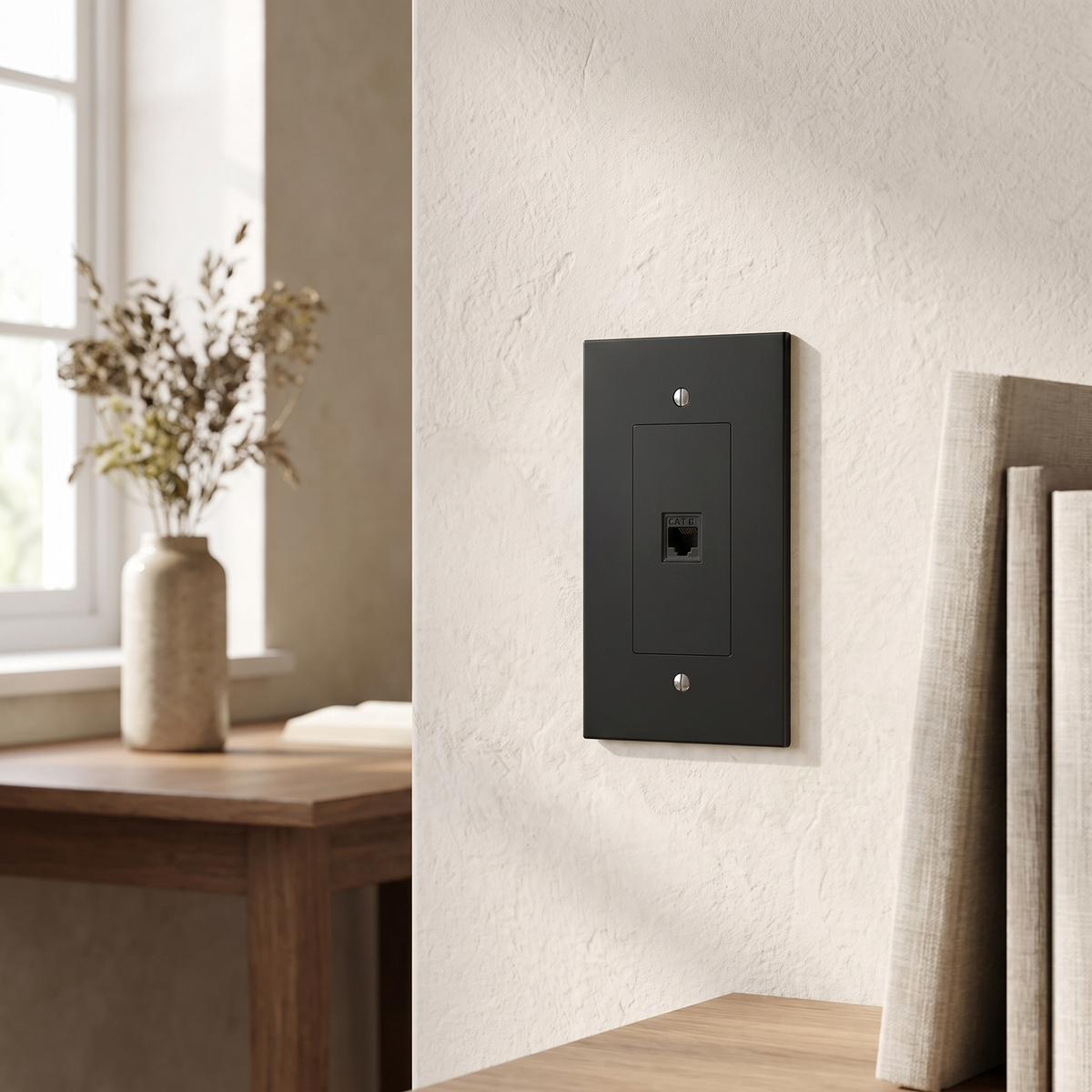 Brass Wall Plate, TV, Phone and Internet, Retro Panel