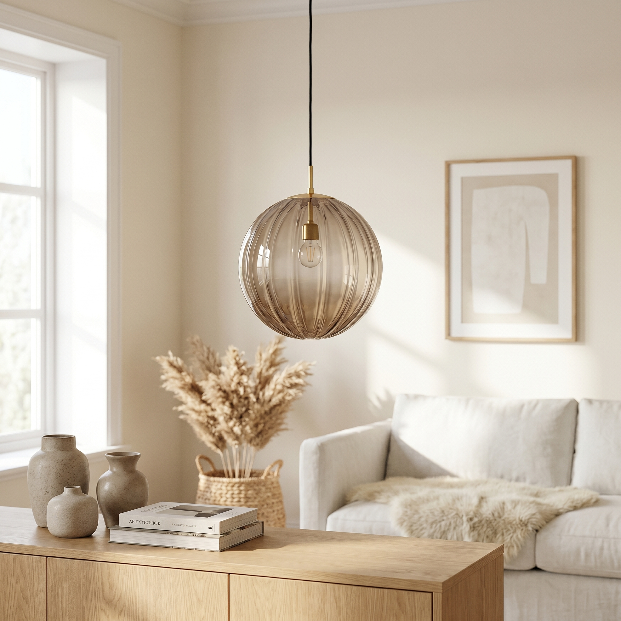 Adeline Pendant Light, Stained Glass Ball Shade