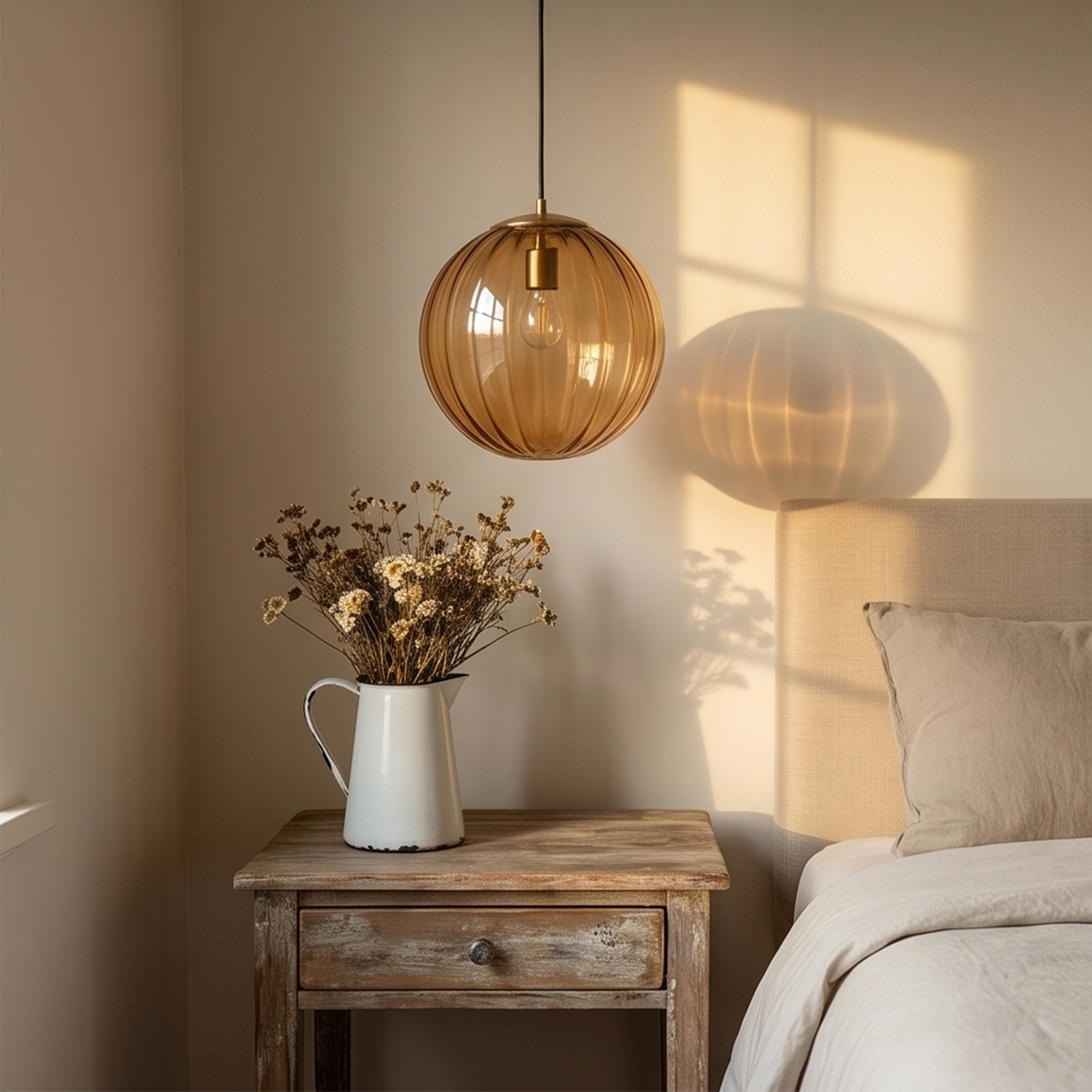 Adeline Pendant Light, Stained Glass Ball Shade