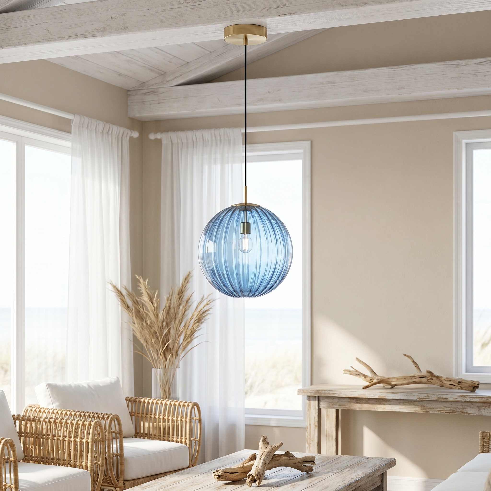 Adeline Pendant Light, Stained Glass Ball Shade