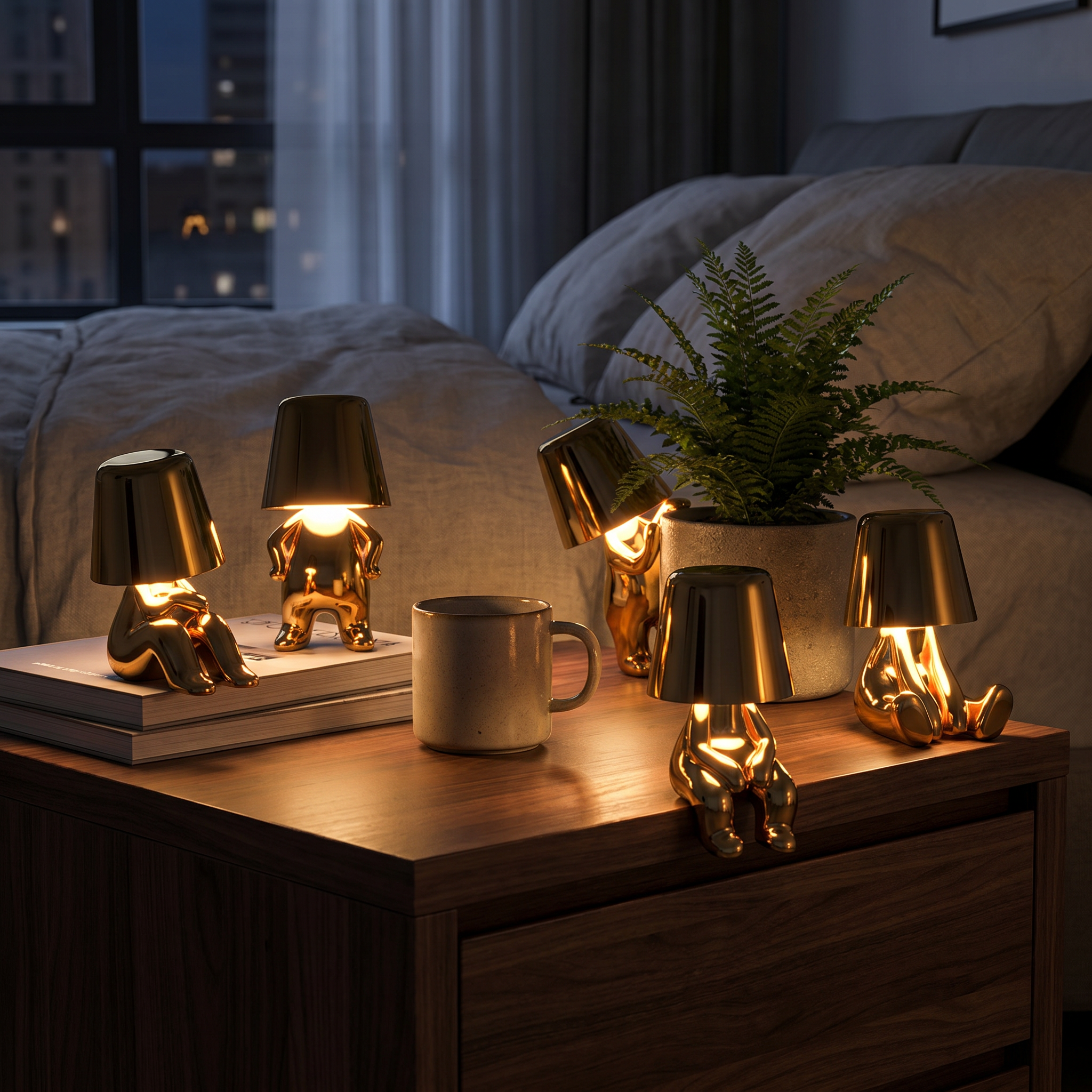 Character Figure Lamp, Dimmable Resin, Touch Control, USB Rechargeable