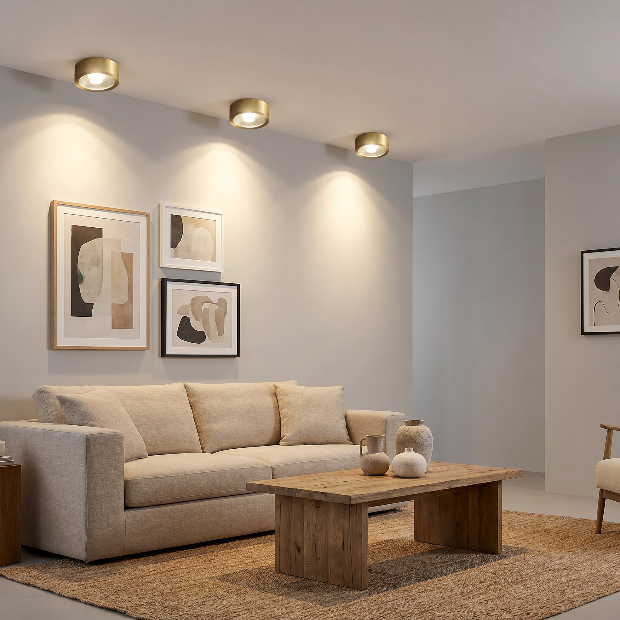 Copper LED Flush Mount Ceiling Light, 3W to 9W, Three Sizes, 3000K-5000K