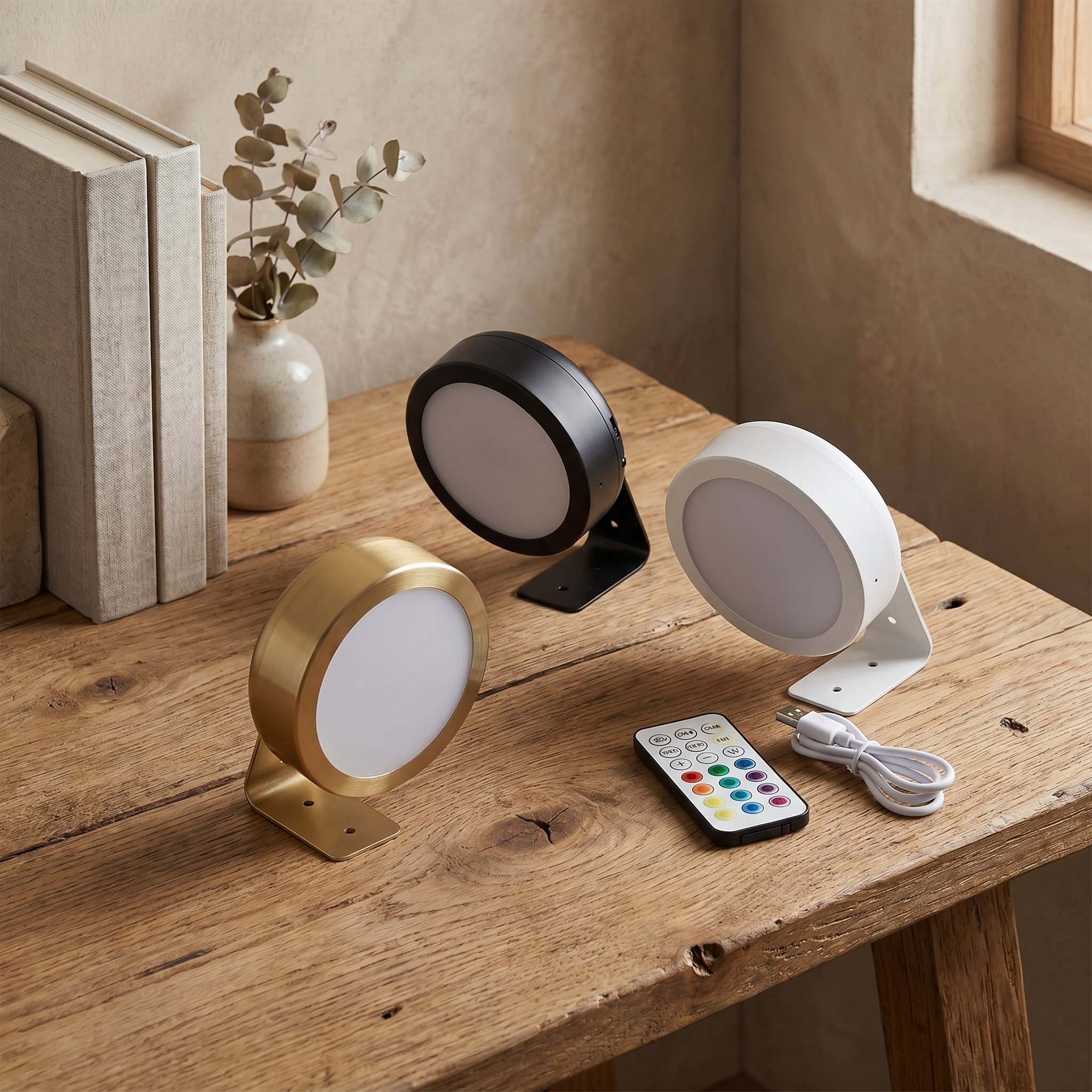 Cordless Picture Light, Dimmable, ABS and PC, Magnetic or Adhesive Mount