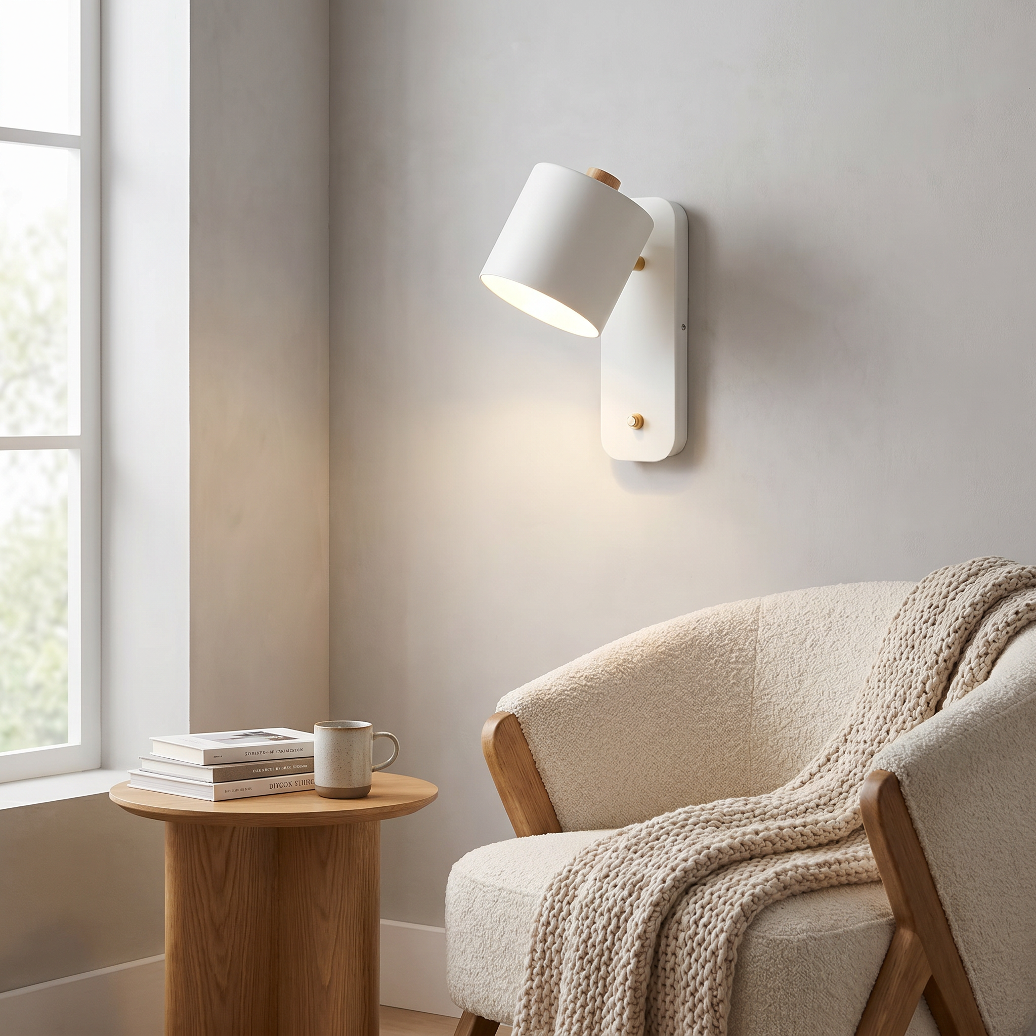 Cylinder Rotatable Wall Sconce, Metal, E26, White Green or Gray, 100-240V