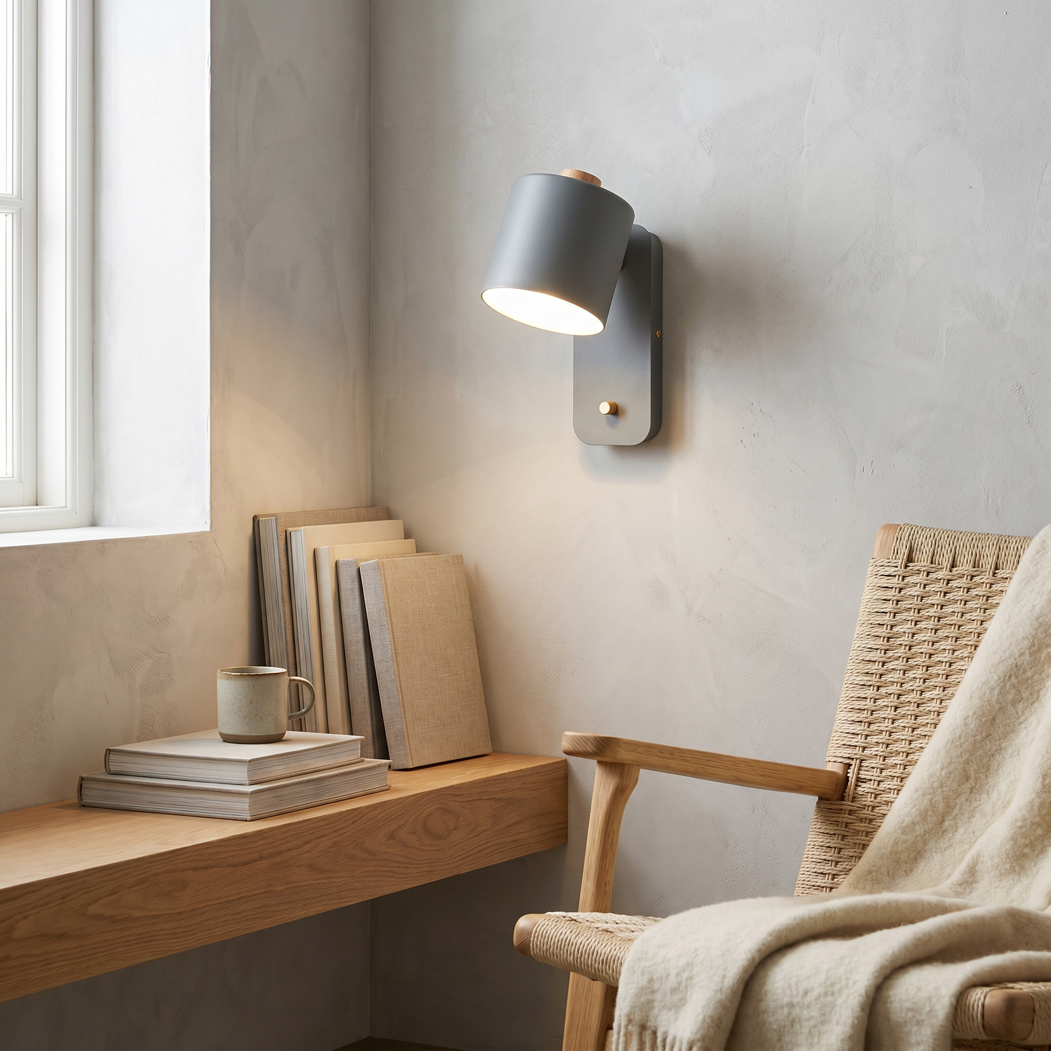 Cylinder Rotatable Wall Sconce, Metal, E26, White Green or Gray, 100-240V