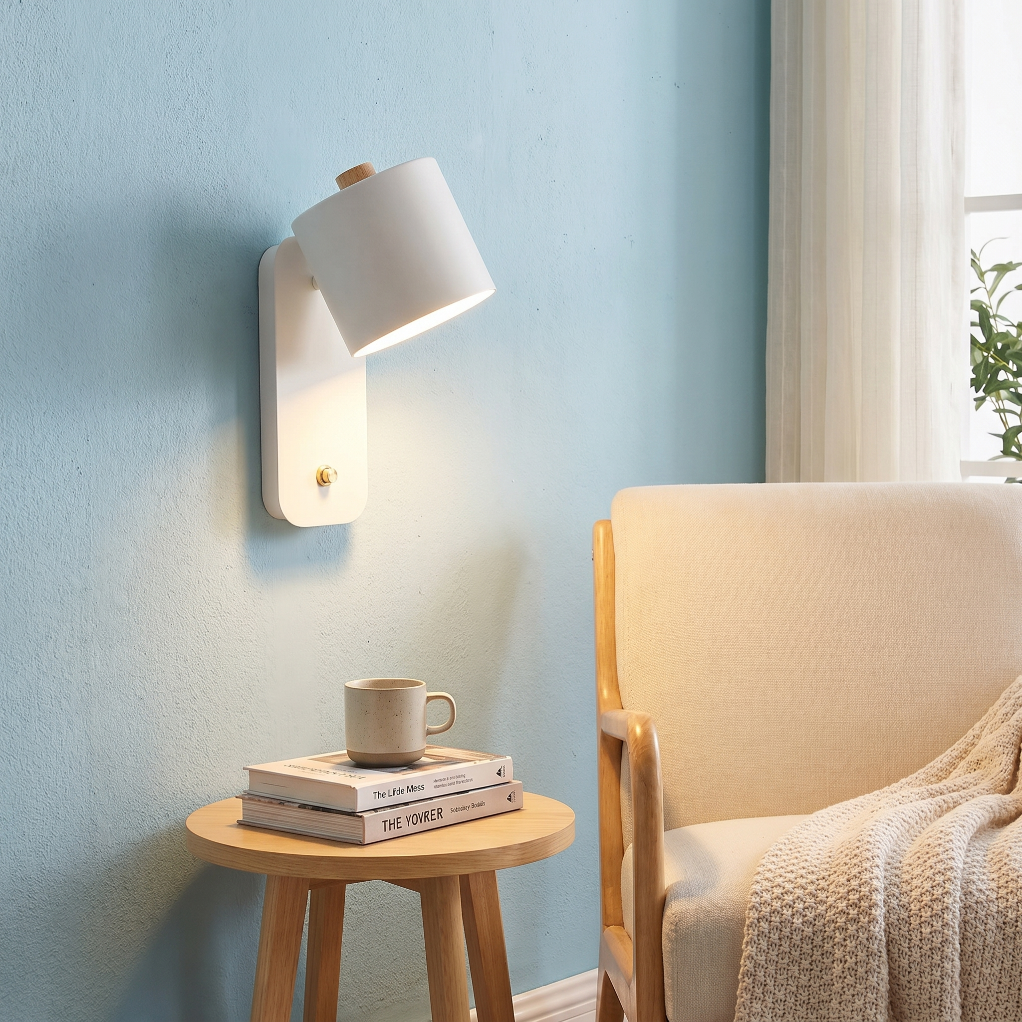 Cylinder Rotatable Wall Sconce, Metal, E26, White Green or Gray, 100-240V