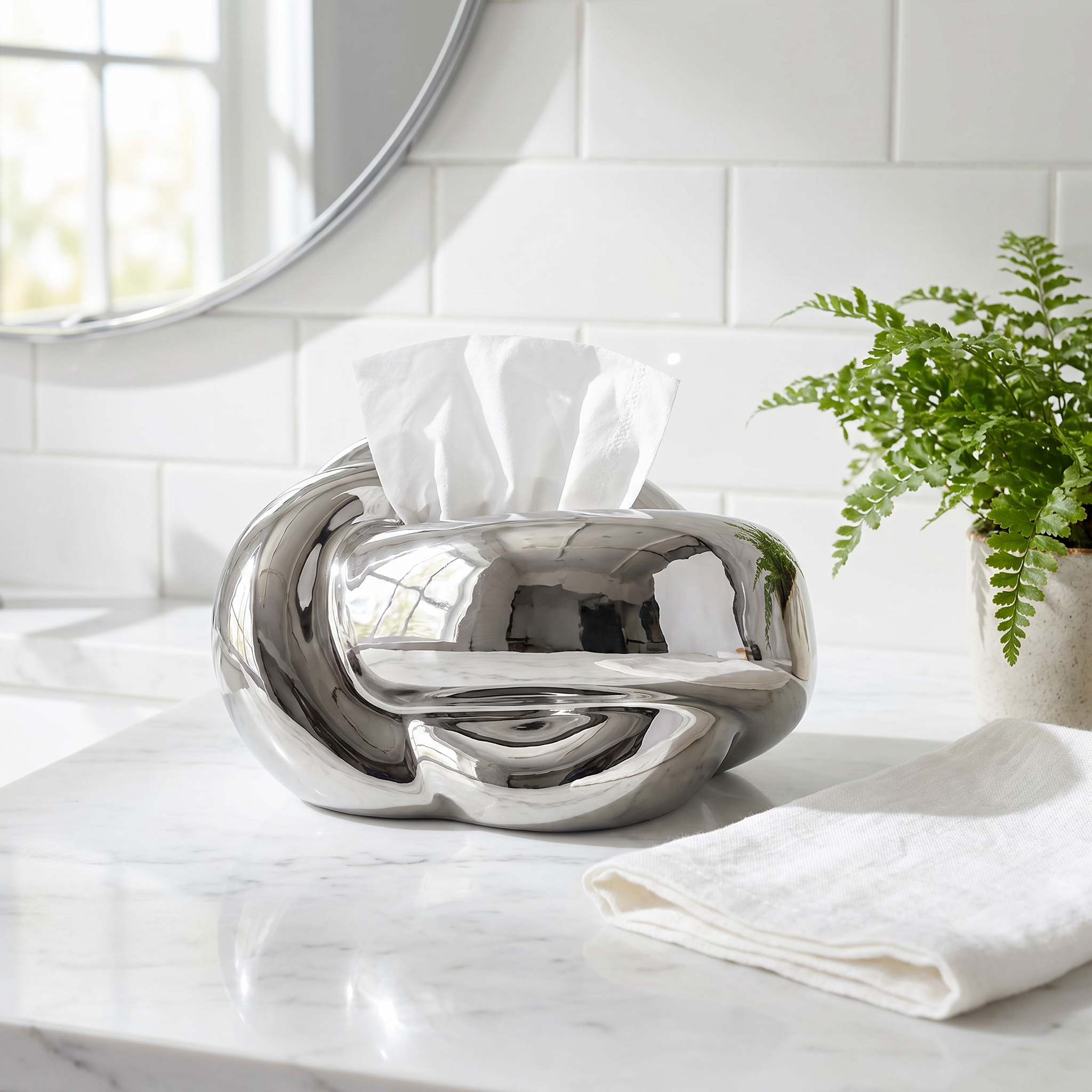 Ceramic Twisted Knot Tissue Holder, Matte Finish, Handcrafted, Sculptural