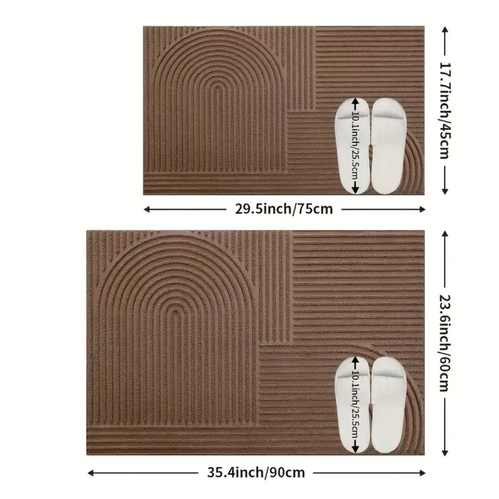 Curved Thread Line Door Mat, Ribbed Low-Profile