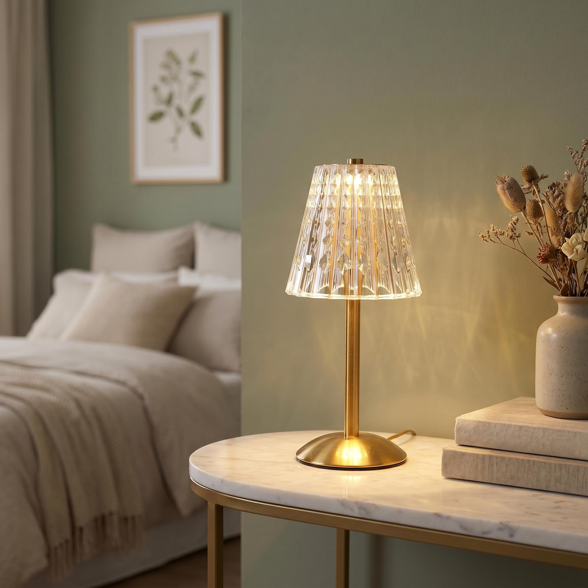 Crystal Table Lamp, Touch Control, Aluminium and Acrylic, USB-C