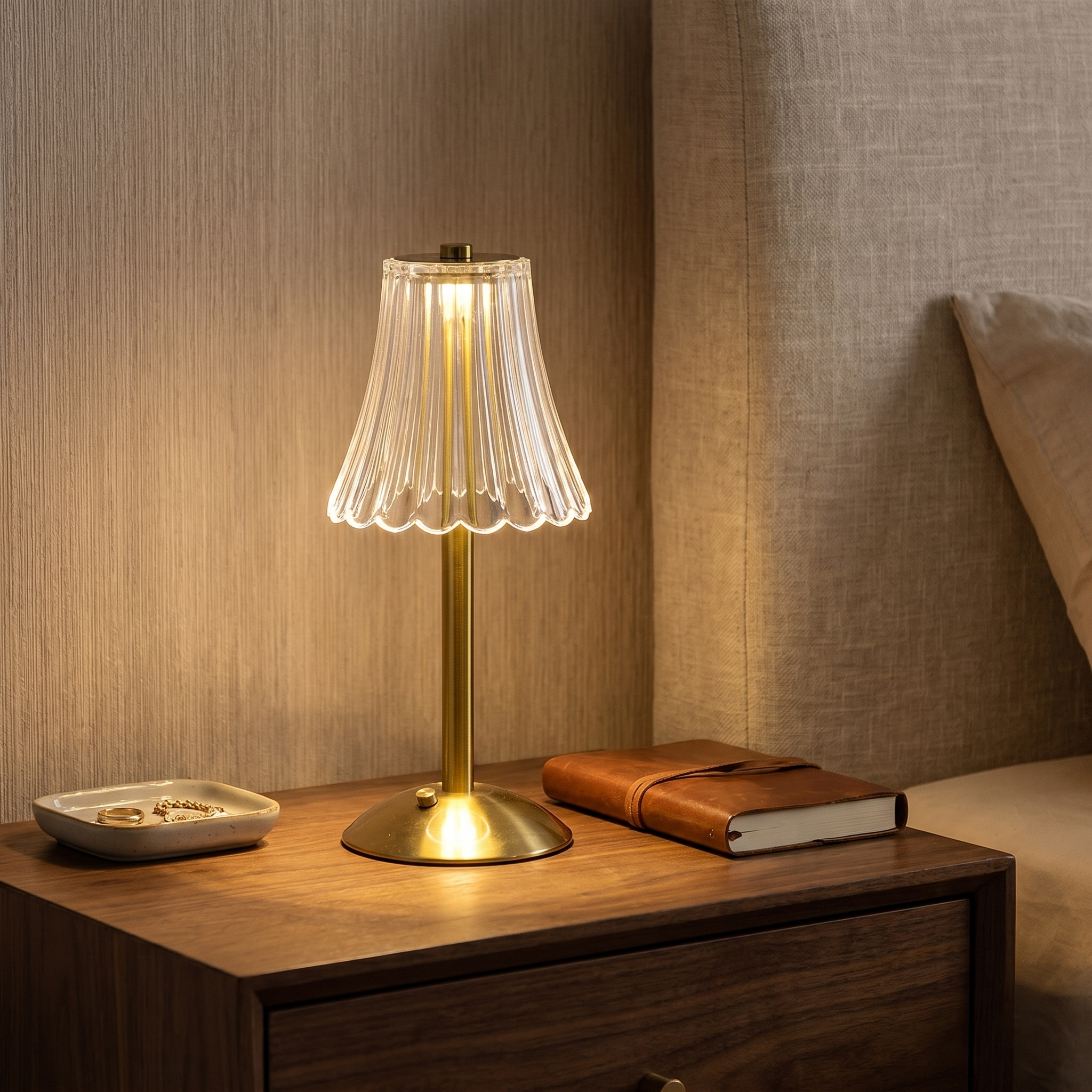 Crystal Table Lamp, Touch Control, Aluminium and Acrylic, USB-C