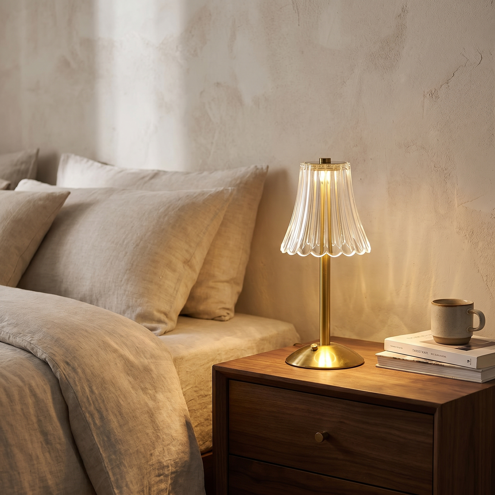 Crystal Table Lamp, Touch Control, Aluminium and Acrylic, USB-C