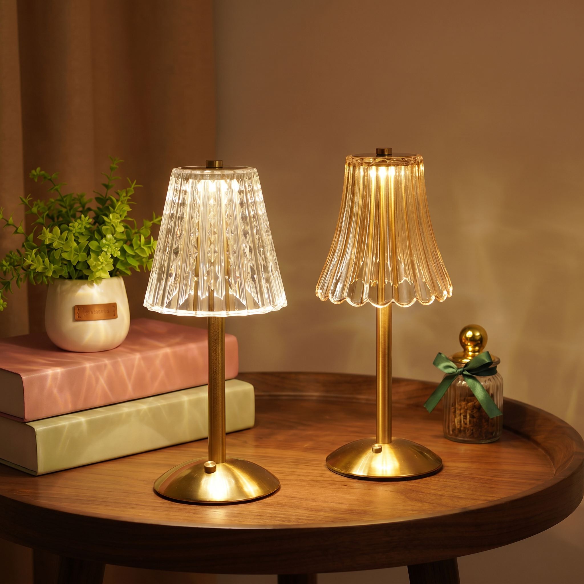 Crystal Table Lamp, Touch Control, Aluminium and Acrylic, USB-C