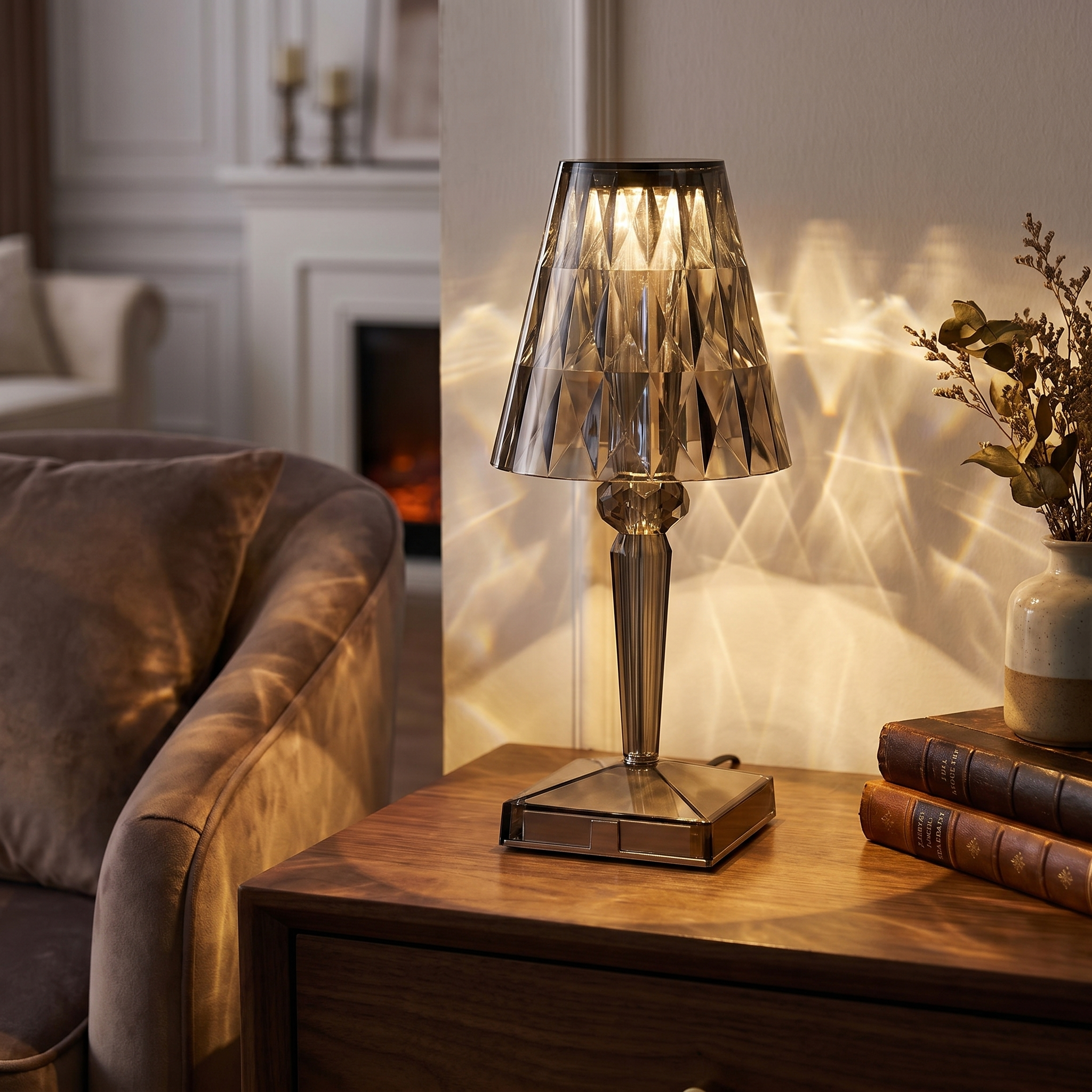 Crystal Table Lamp, Three-Mode Touch Control, Acrylic, USB Rechargeable