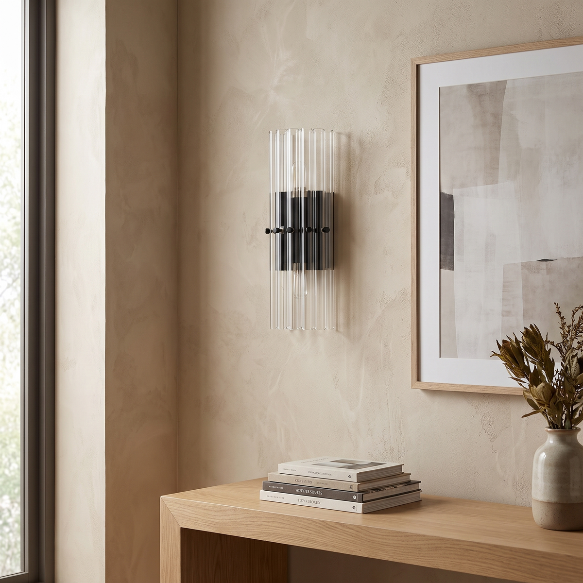 Crystal Up Down Tube Wall Sconce, 1 or 2 Head