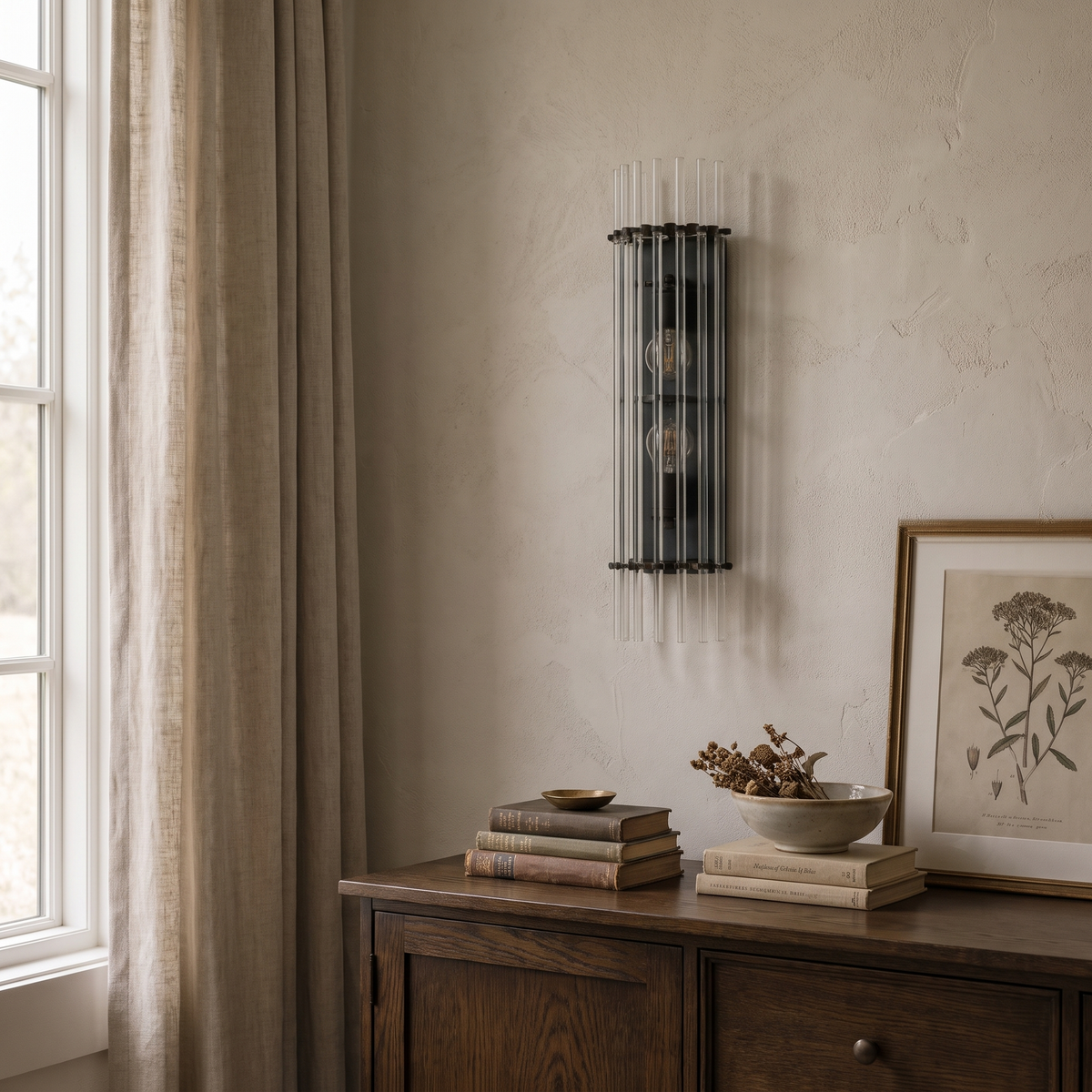 Crystal Up Down Tube Wall Sconce, 1 or 2 Head