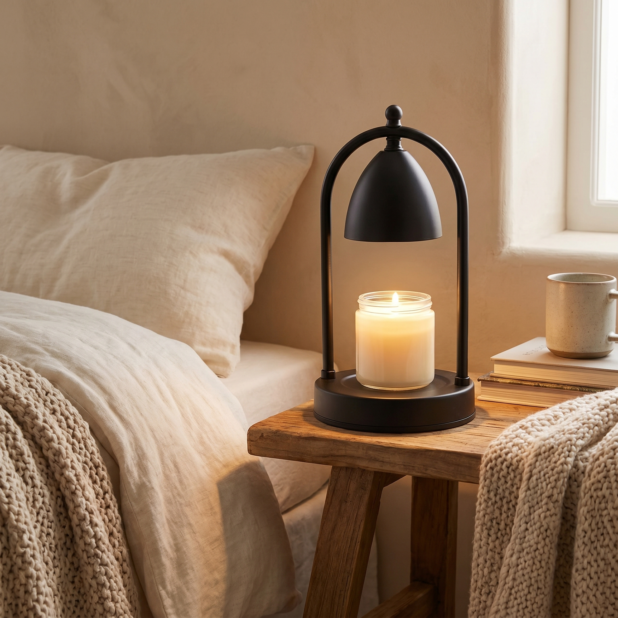 Candle Warmer Lamp, Glass and Steel, GU10 Halogen, Timer, Dimmable