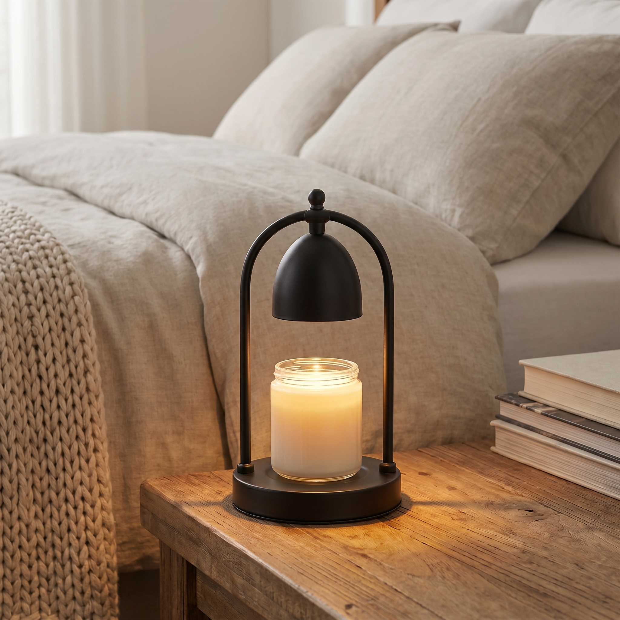 Candle Warmer Lamp, Glass and Steel, GU10 Halogen, Timer, Dimmable