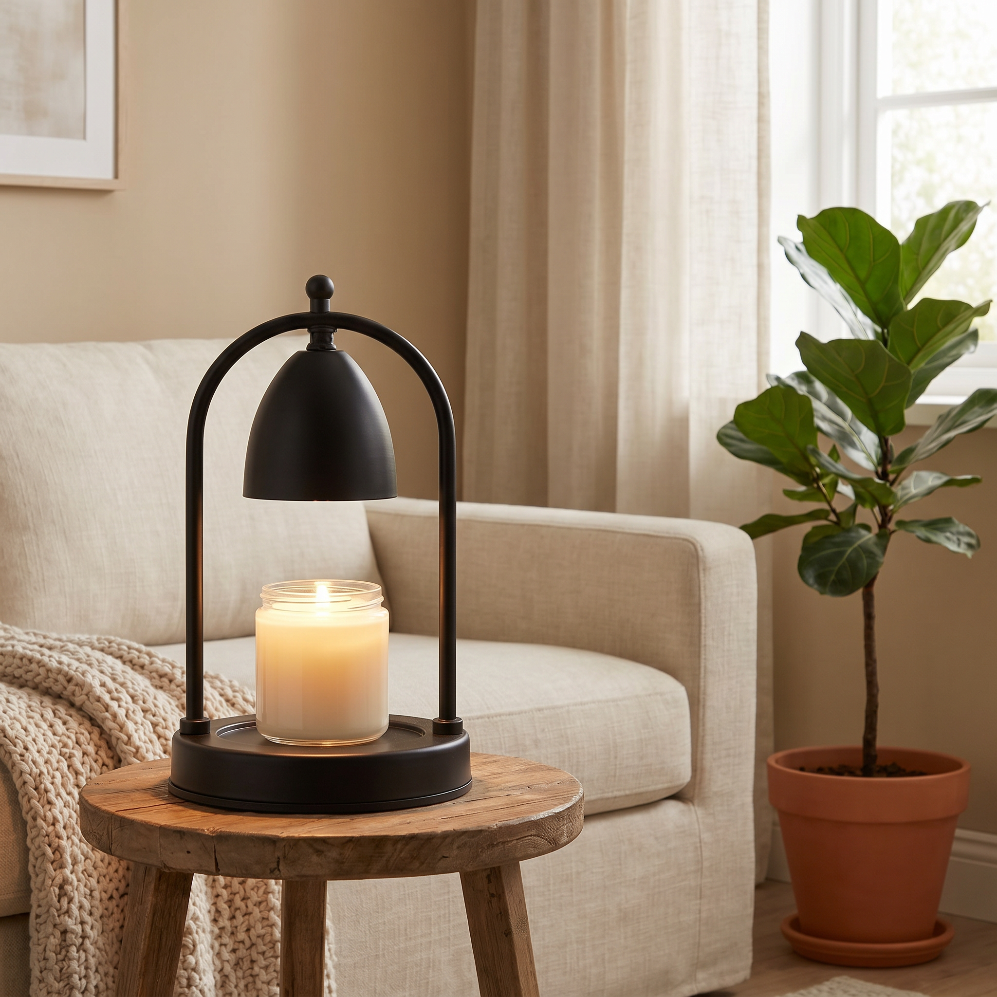 Candle Warmer Lamp, Glass and Steel, GU10 Halogen, Timer, Dimmable