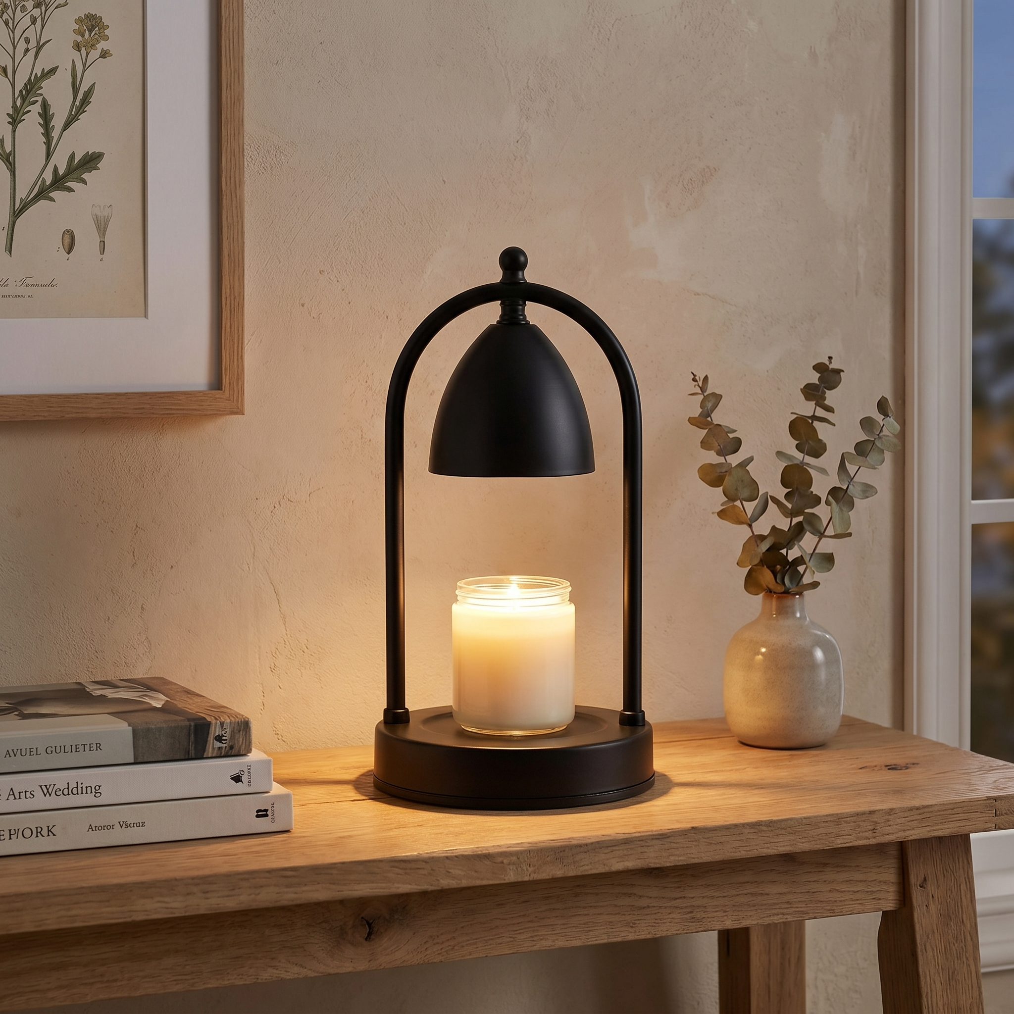 Candle Warmer Lamp, Glass and Steel, GU10 Halogen, Timer, Dimmable
