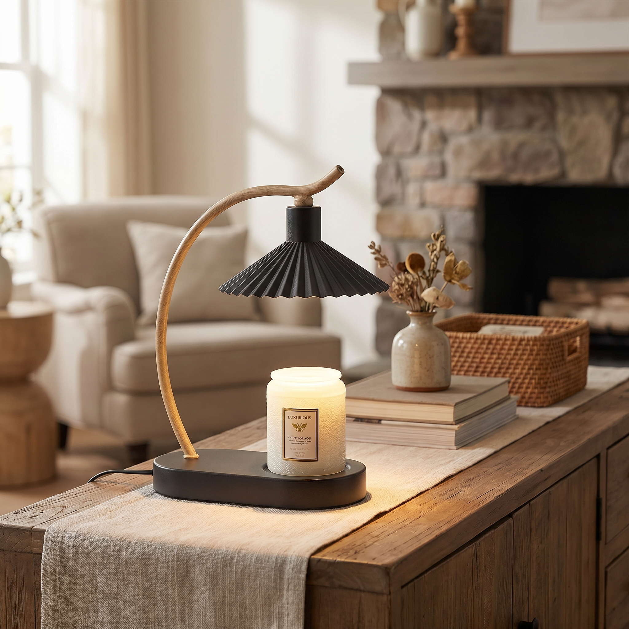Candle Warmer Table Lamp, Dual Function, White or Black, 21 x 11 x 31 cm