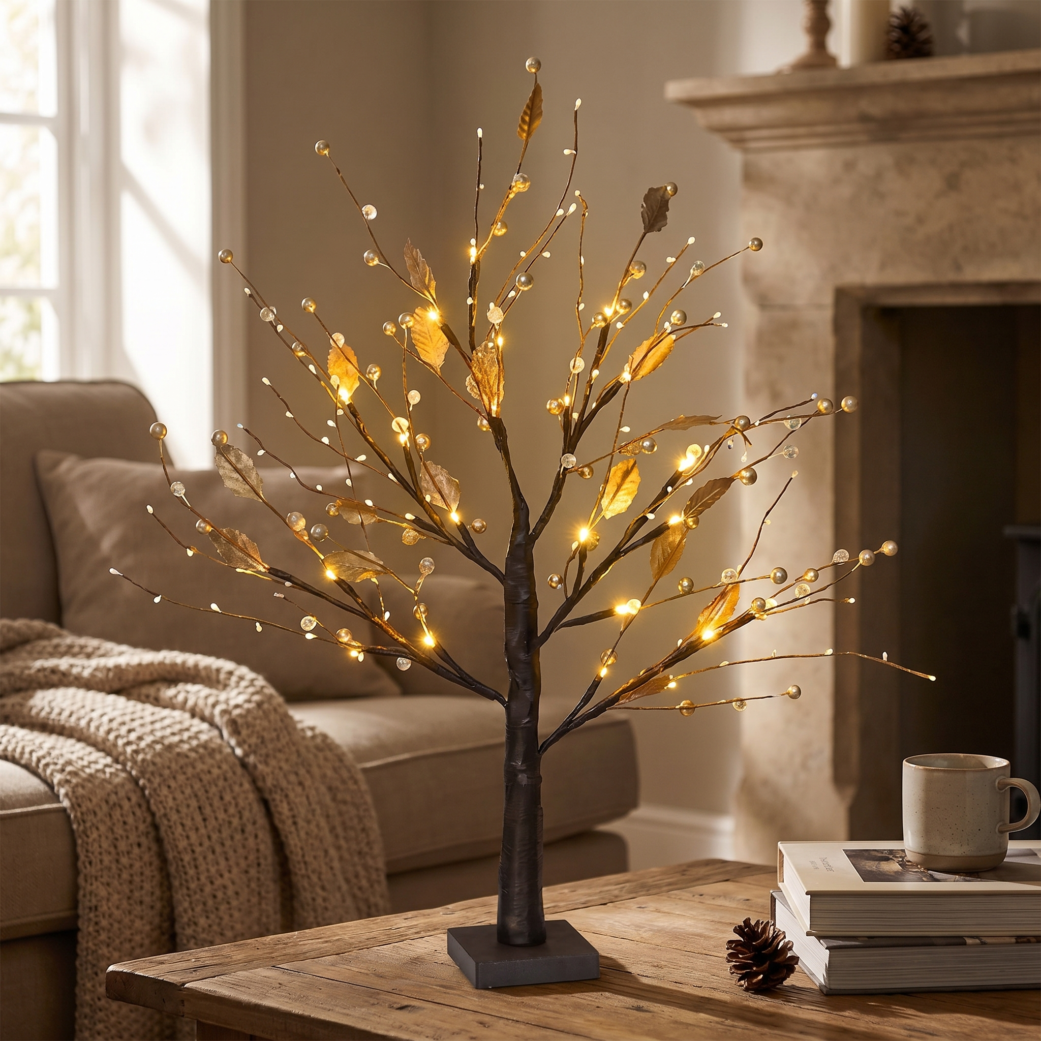 Decorative Tree Light, 24 Warm White LEDs, Copper Wire, AA Battery