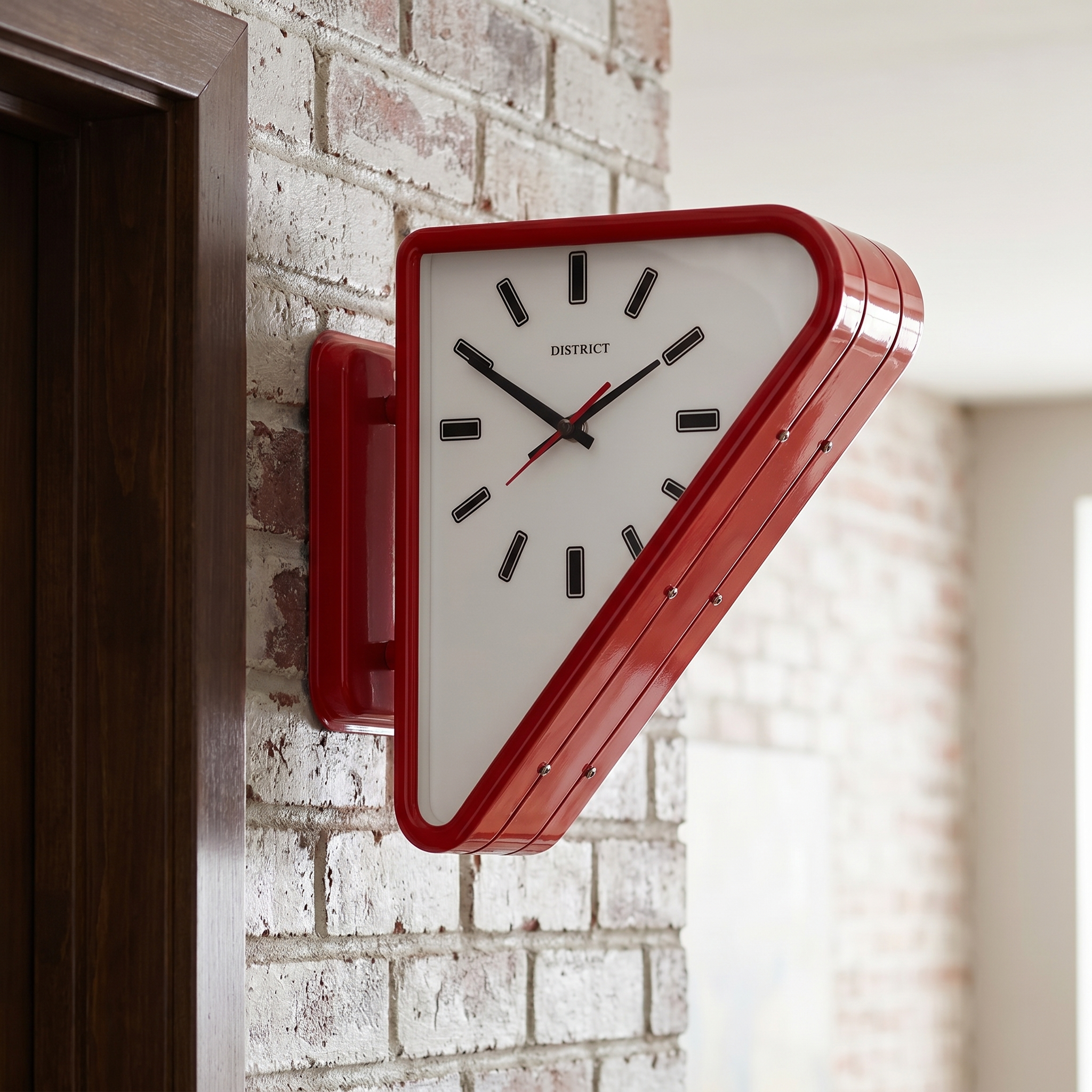 Dual-Sided Triangle Wall Clock, Metal, Silent Movement, Five Colors