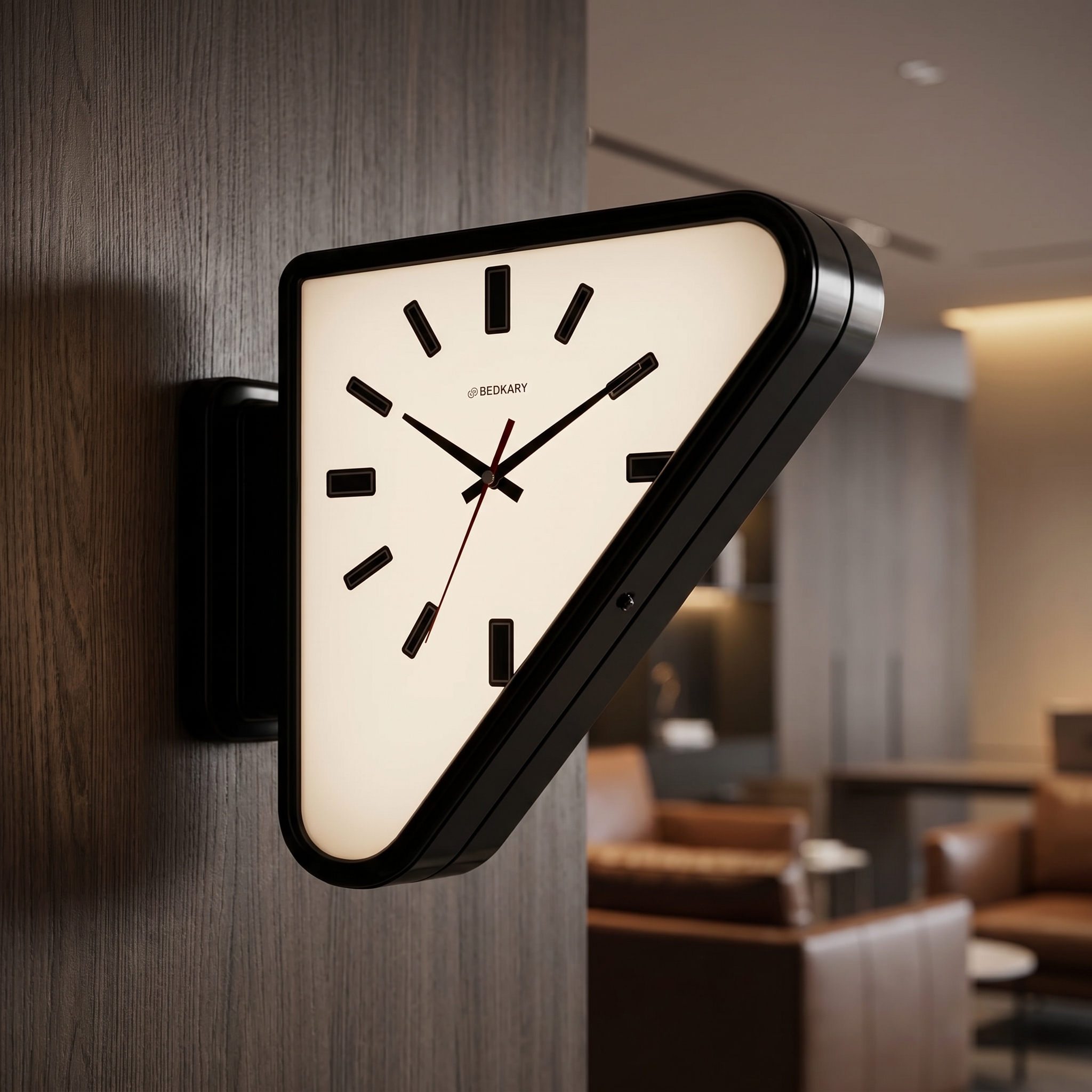 Dual-Sided Triangle Wall Clock, Metal, Silent Movement, Five Colors