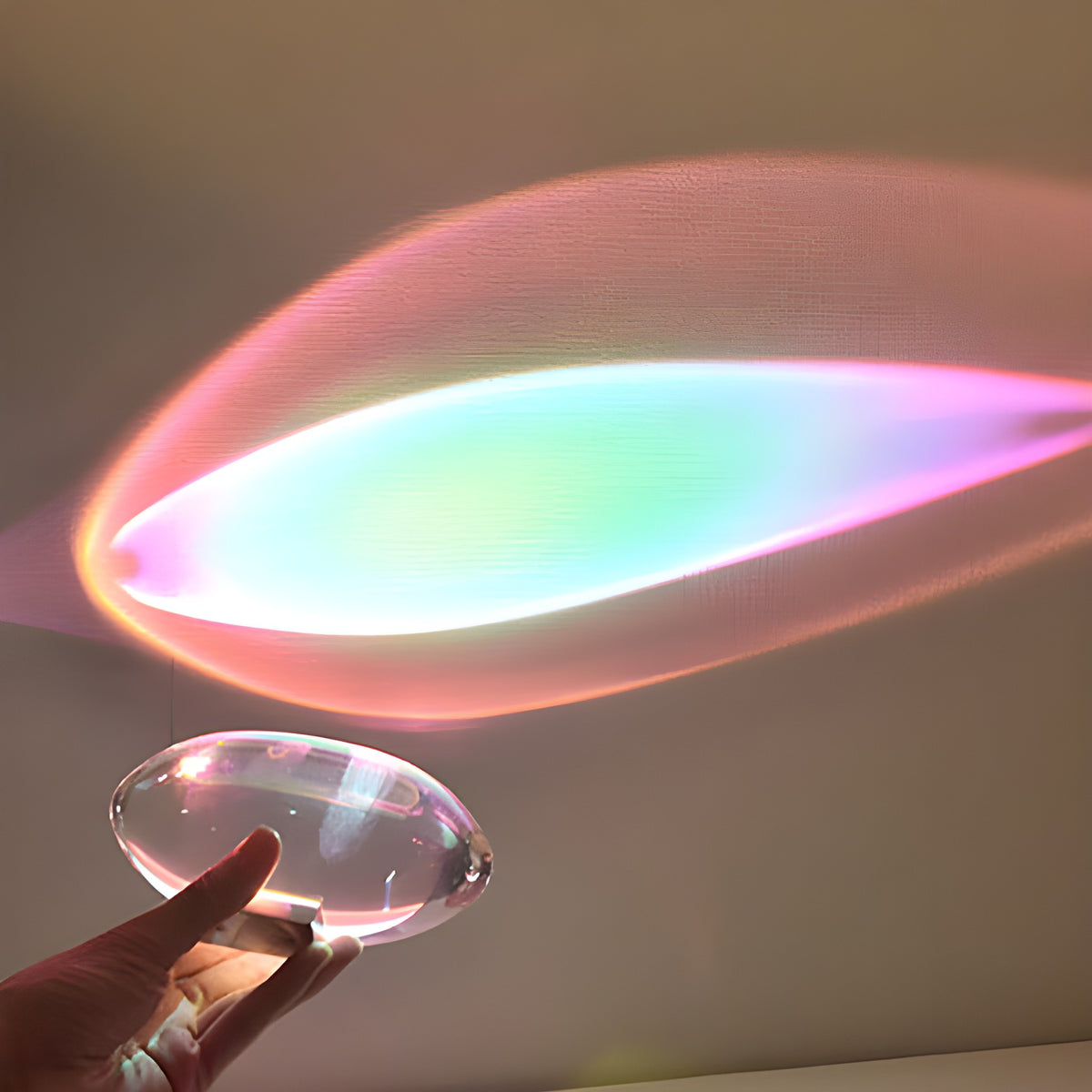 Projection lamp held in a hand to show its size
