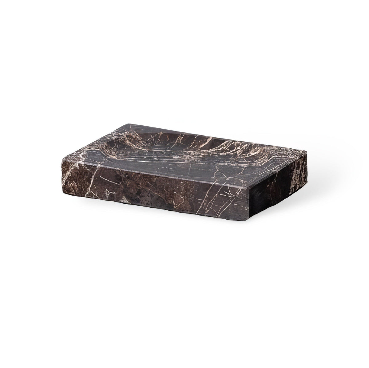 Emperador marble soap dish, rectangular on white