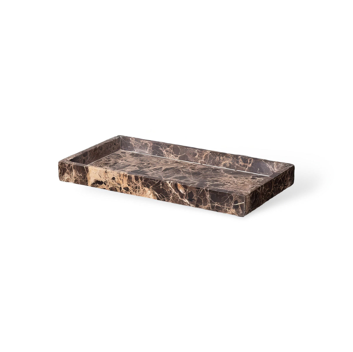 Emperador marble tray, slim rim on white