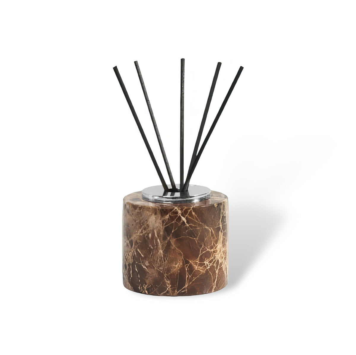 Emperador marble diffuser, round, silver on white