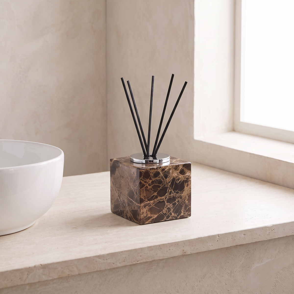 Emperador marble diffuser, square, silver