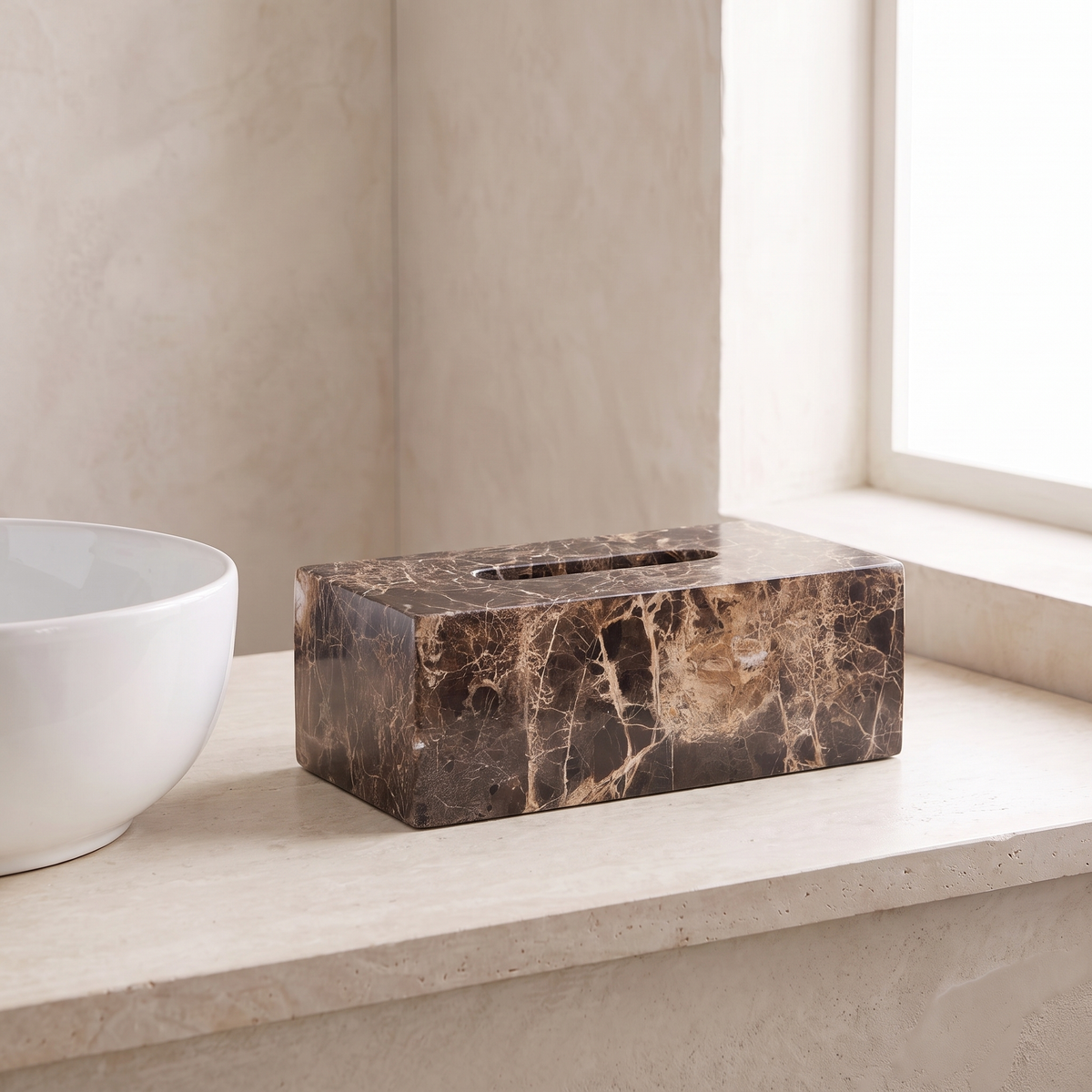 Emperador marble tissue box