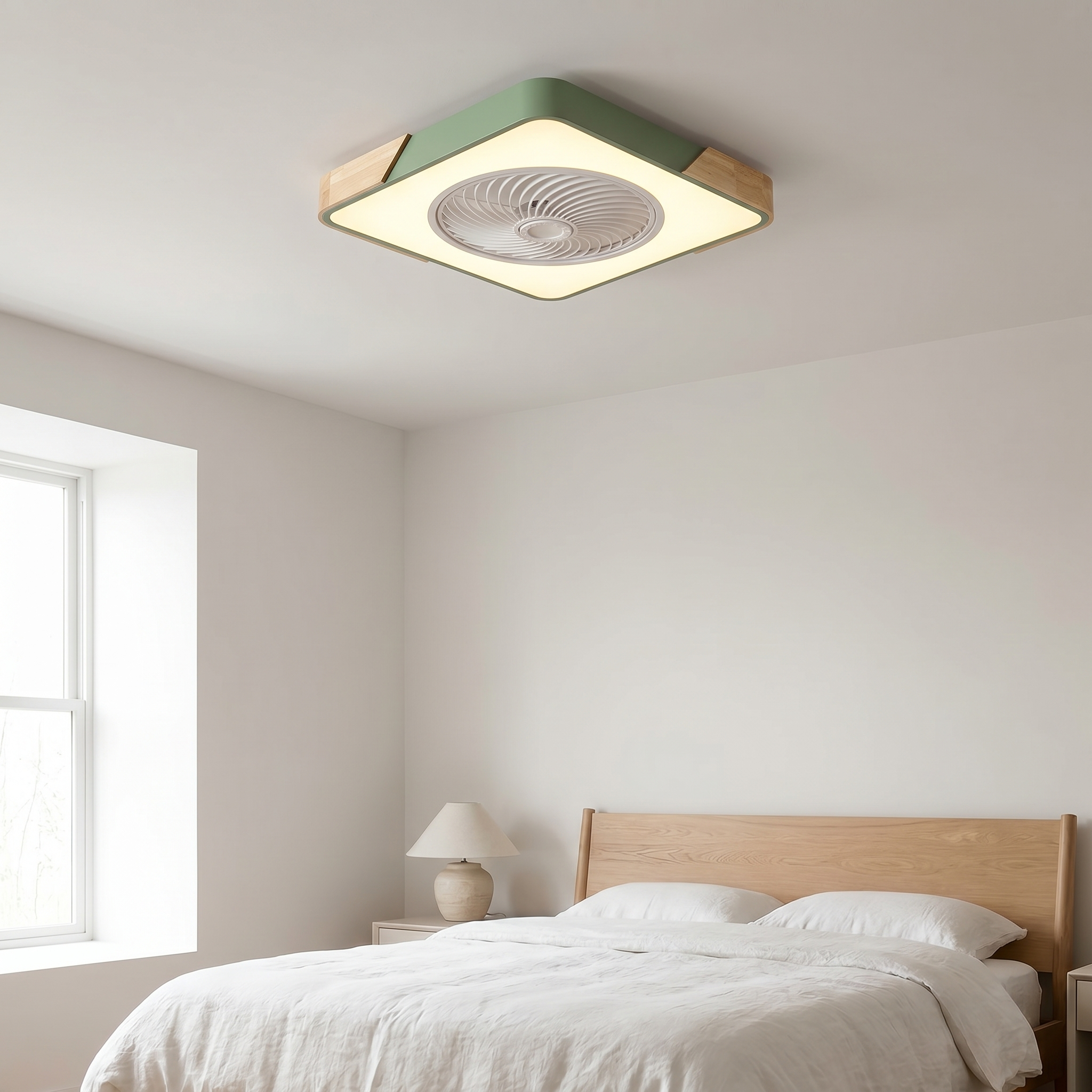 Flush Ceiling Fan with Light, Remote, 36W LED, PMMA and Iron, Dimmable