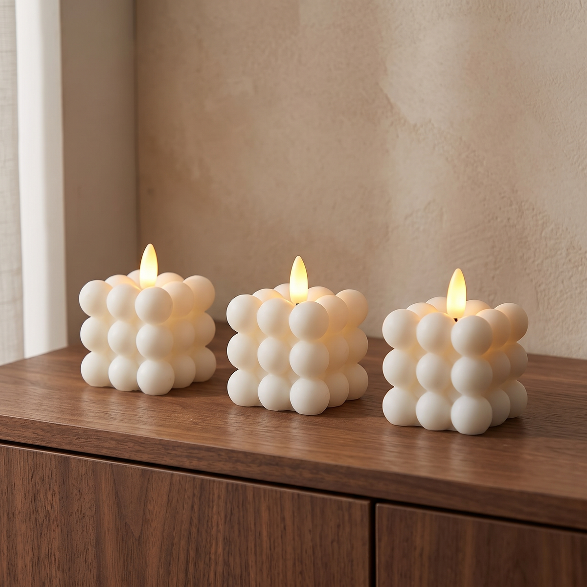 Flameless LED candles, Bubble Cube, Set of 12