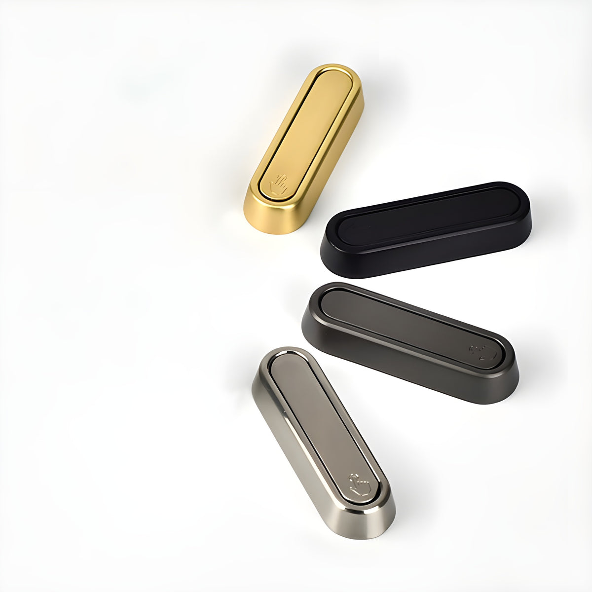 The four folding wall hook finishes side by side, folded closed