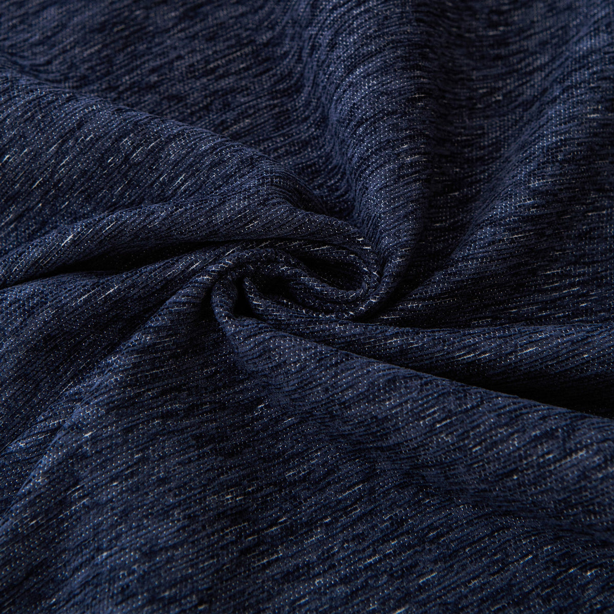 Close view of the navy blue woven texture