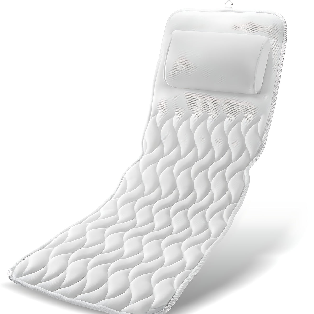 Full body bath pillow with its head pillow, shown whole