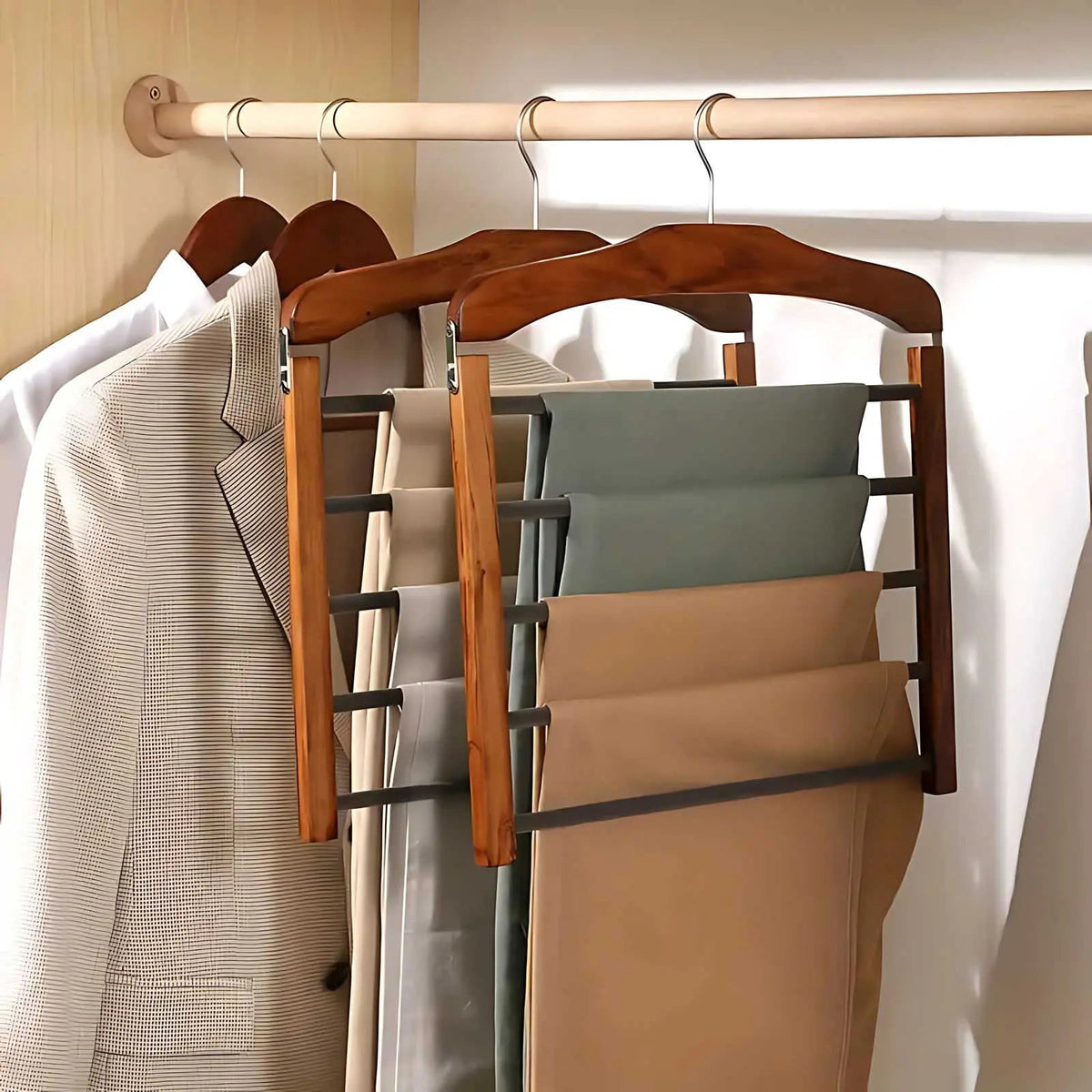 Fern Wardrobe Multi-Tier Hanger, Wood and Metal